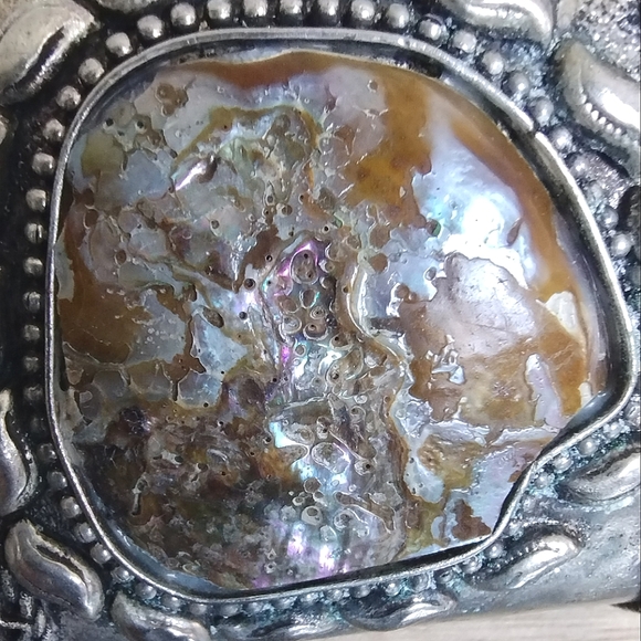 Abstract Abalone Shell Stone Cuff Bracelet - Picture 11 of 11